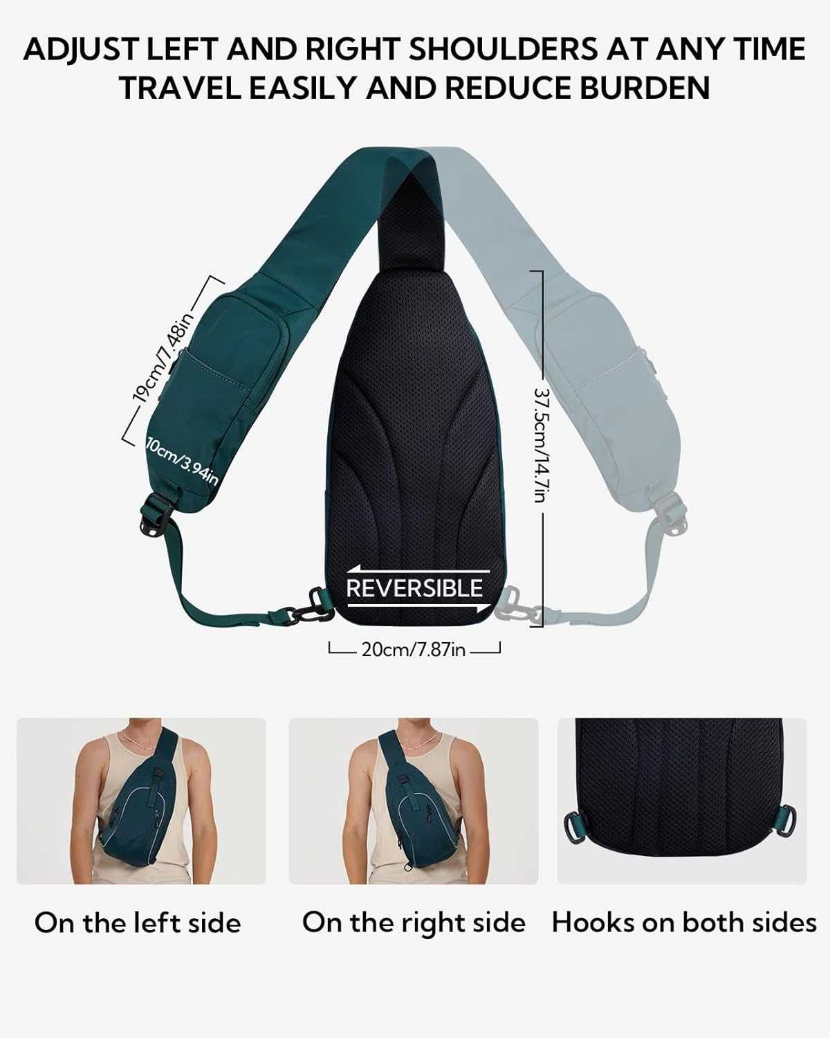 WATERFLY Crossbody Sling Backpack for Women Men Sling Bag for Traveling Chest Shoulder Bag Hiking Chest Bag Daypack image number 4