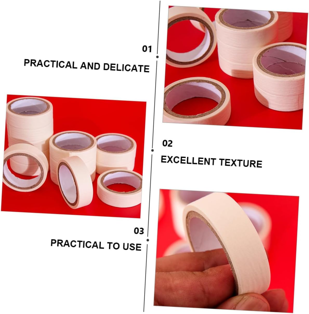 NUOBESTY 3Rolls Textured Paper Masking Tape Painters Separation Tape Acid Hand Tears Paper Sticky image number 5