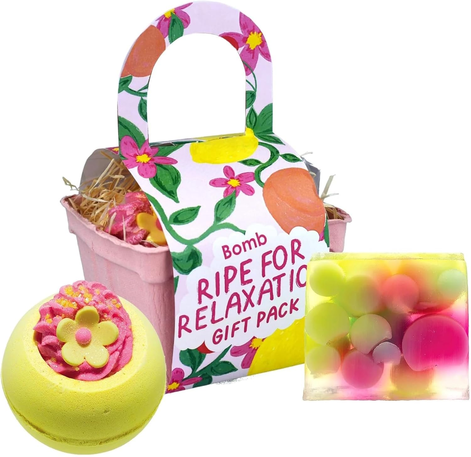 Bomb Cosmetics Ripe for Relaxation Punnet Bath Bomb & Soap Bar Set Gift Box image number 1