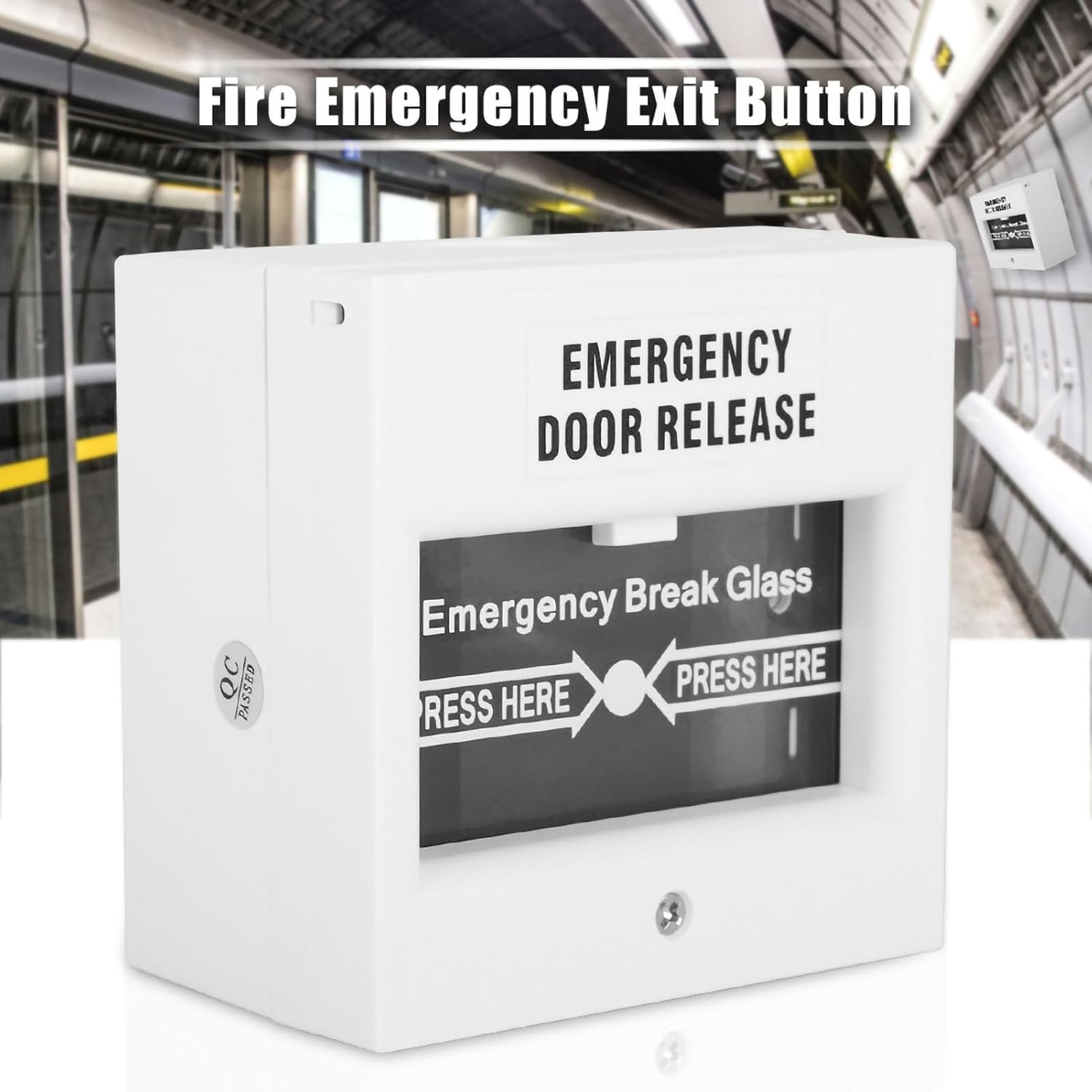 Emergency Security Door Opener Fire Alarm Glass Break Alarm Button, Support Electric Control, Fireproof Material, for Home or Mall