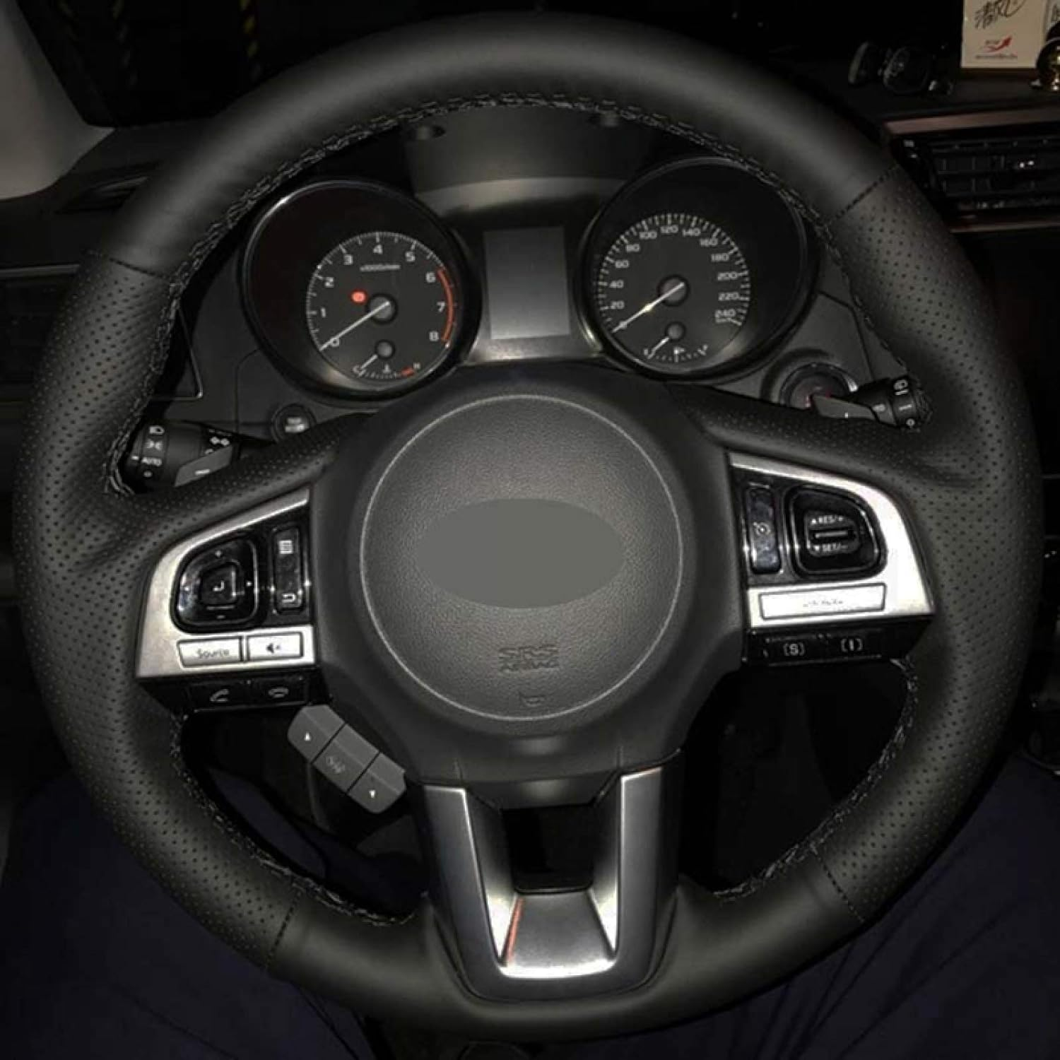 For Subaru Outback 2014-2017, Car Steering Wheel Cover Soft Black Genuine Leather image number 1