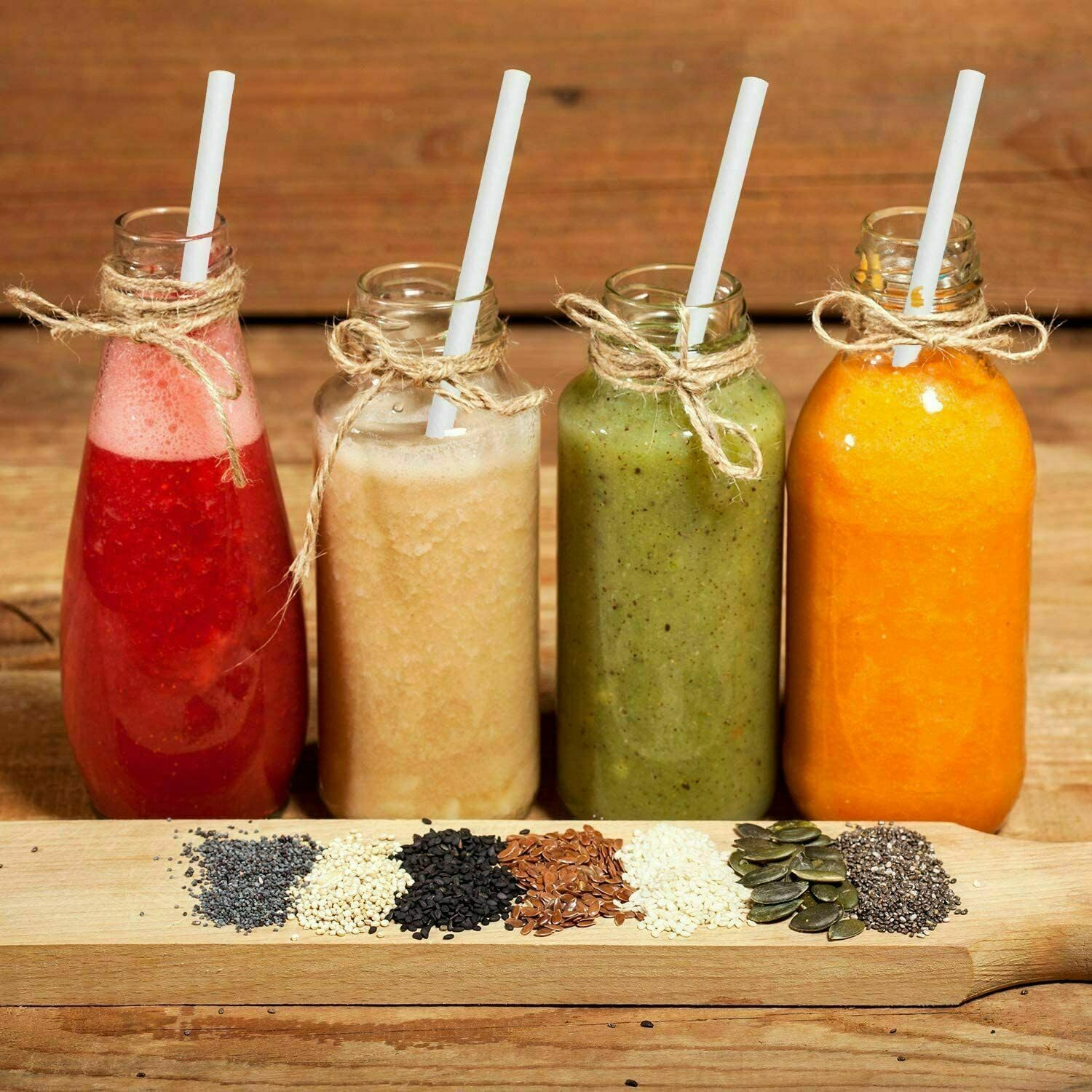 Biodegradable Solid White Paper Drinking Straw,100 Pack Disposable White Cocktail Straws Bulk for Party Supplies, Bridal Shower, Birthday, Weddings, Restaurant