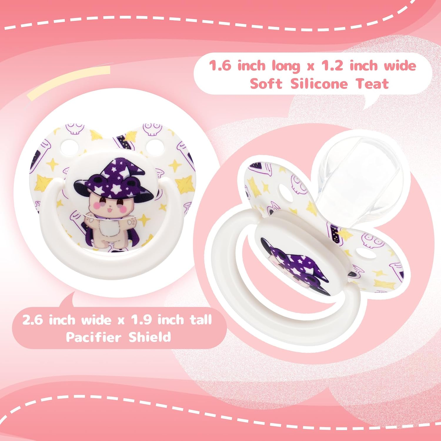 Big Shield Adult Pacifier: Cute Bear Large Size Paci for Anxiety - Soft Silicone Bigger Nipple Binky for Autism Bear White image number 4