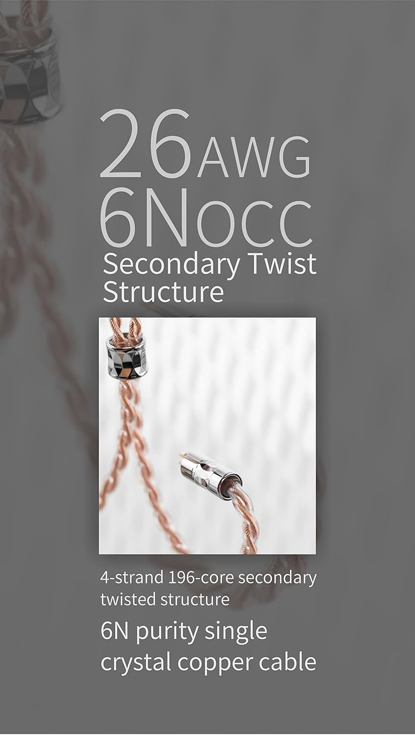 Moondrop LINE T 6N OCC Single Crystal Copper 196-Core Litz Structure Earphone Upgrade Cable 0.78Mm 2Pin 4.4Mm Balanced Cable image number 6