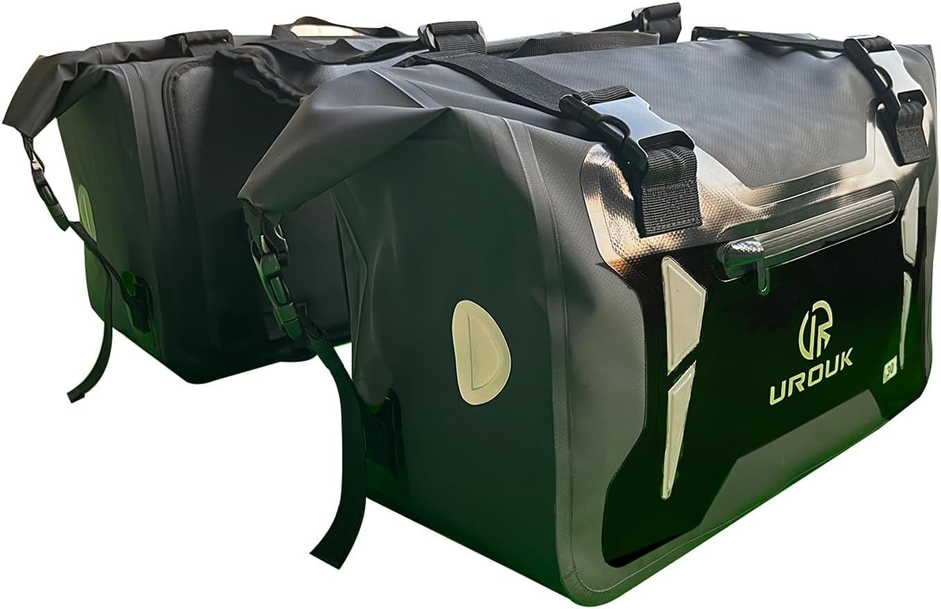 Motorcycle Saddle Bags Waterproof 60L (30L*2) Motorbike Saddlebags Motor Side Bag Pannier Bag for Most Motorcycle Racks (Black)