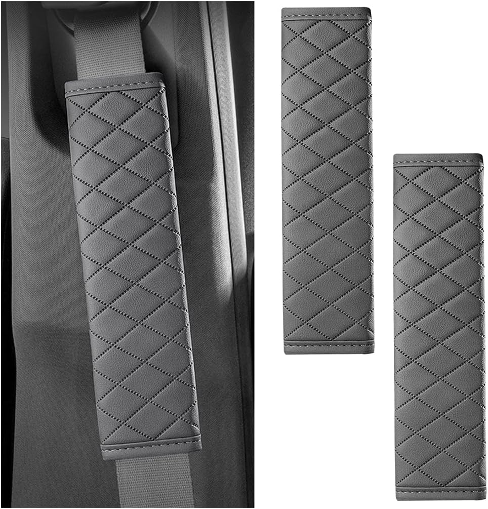Mandark Car Seat Belt Cover, 2PCS Soft Comfort Vehicle Seatbelt Protection Pad for Safety Driving, Automotive Interior Harness Neck Shoulder Strap Protector Accessories, Universal Fit (Gray)
