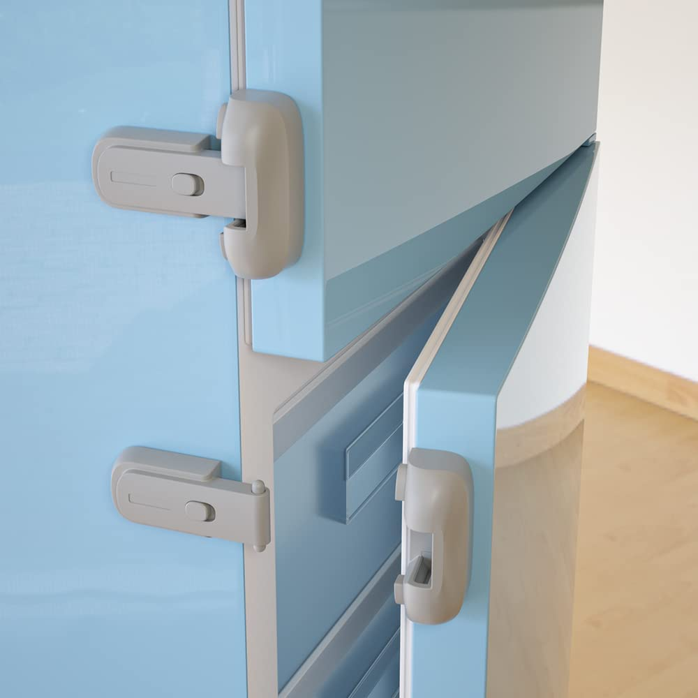 SAFELON 2 Pcs Baby Safety Fridge Lock, Child Proof Refrigerator Freezer Door Lock, Toddler Kid Safety Latch Catch Lock (White)