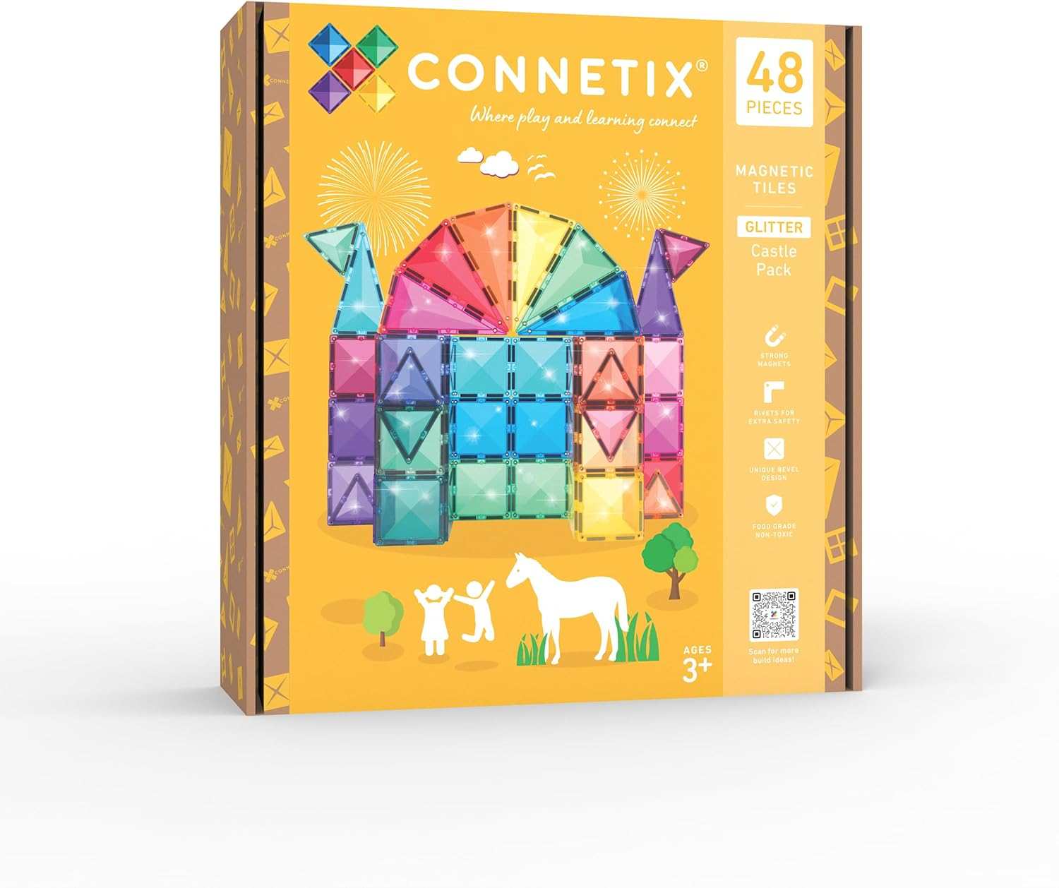 CONNETIX Magnetic Tiles Glitter Castle Pack, 48 Pieces image number 5