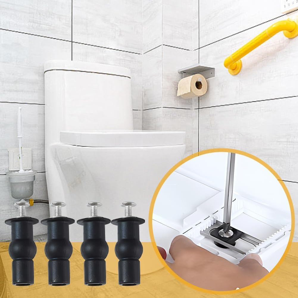 Wzenclave 4Pcs Toilet Seat Screws, Stainless Steel & Rubber, Hex Screws, Fix WC Hinges, Repair/Replace Toilet Seat Hinges image number 4