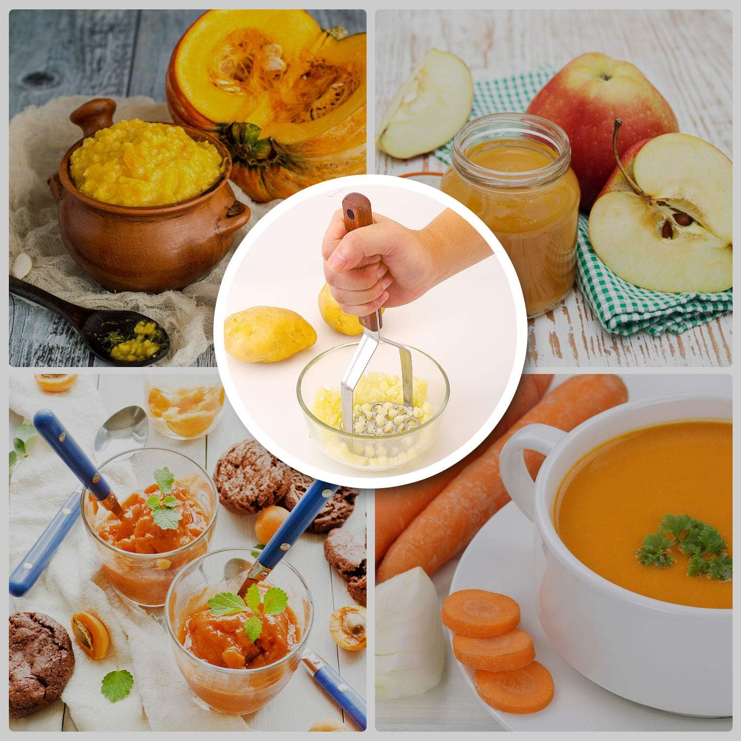 Tmflexe UPGRADED Potato Masher Stainless Steel Heavy Duty Strong Anti-Slip Handle Not Easy to Bent Easy to Use Sturdy Construction image number 3