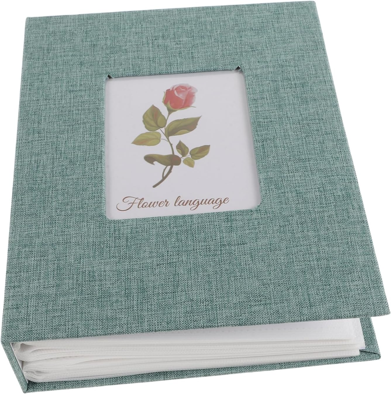 Pictures Book Album for Boy Photo Album for Growth Record Green Cover White Pages Keepsake For image number 1