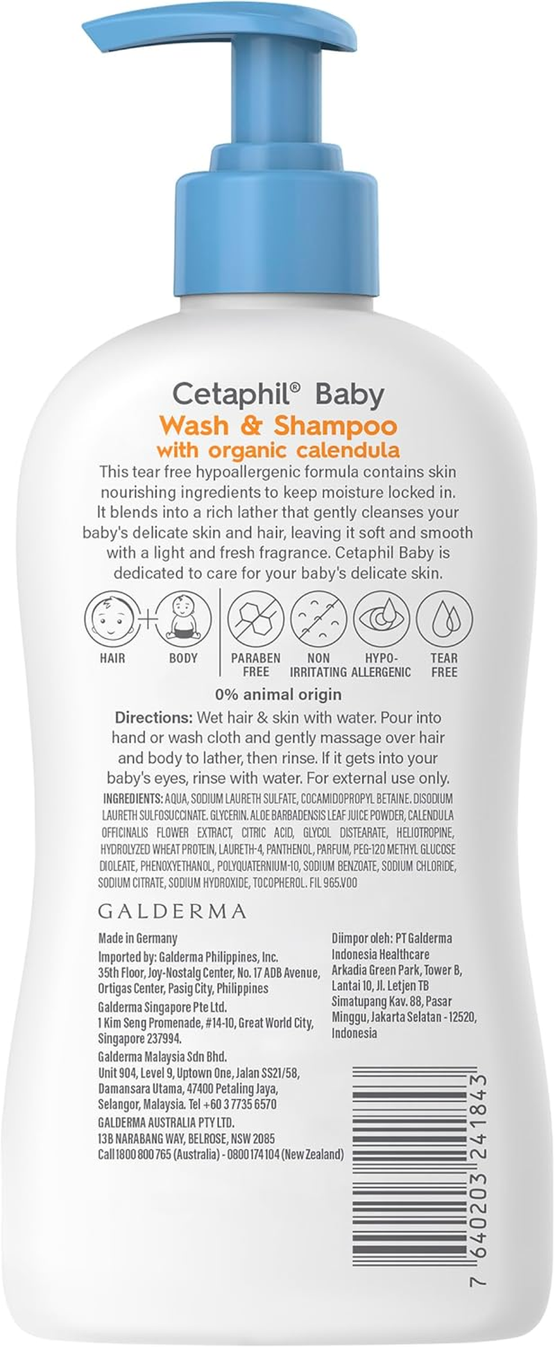 Cetaphil Baby Calendula Wash and Shampoo 400Ml, for Baby'S Sensitive Skin, Tear Free, Gently Cleanses from Head to Toe, Contains Calendula and Aloe Vera, Dermatologist Tested (Pack of 2) image number 5