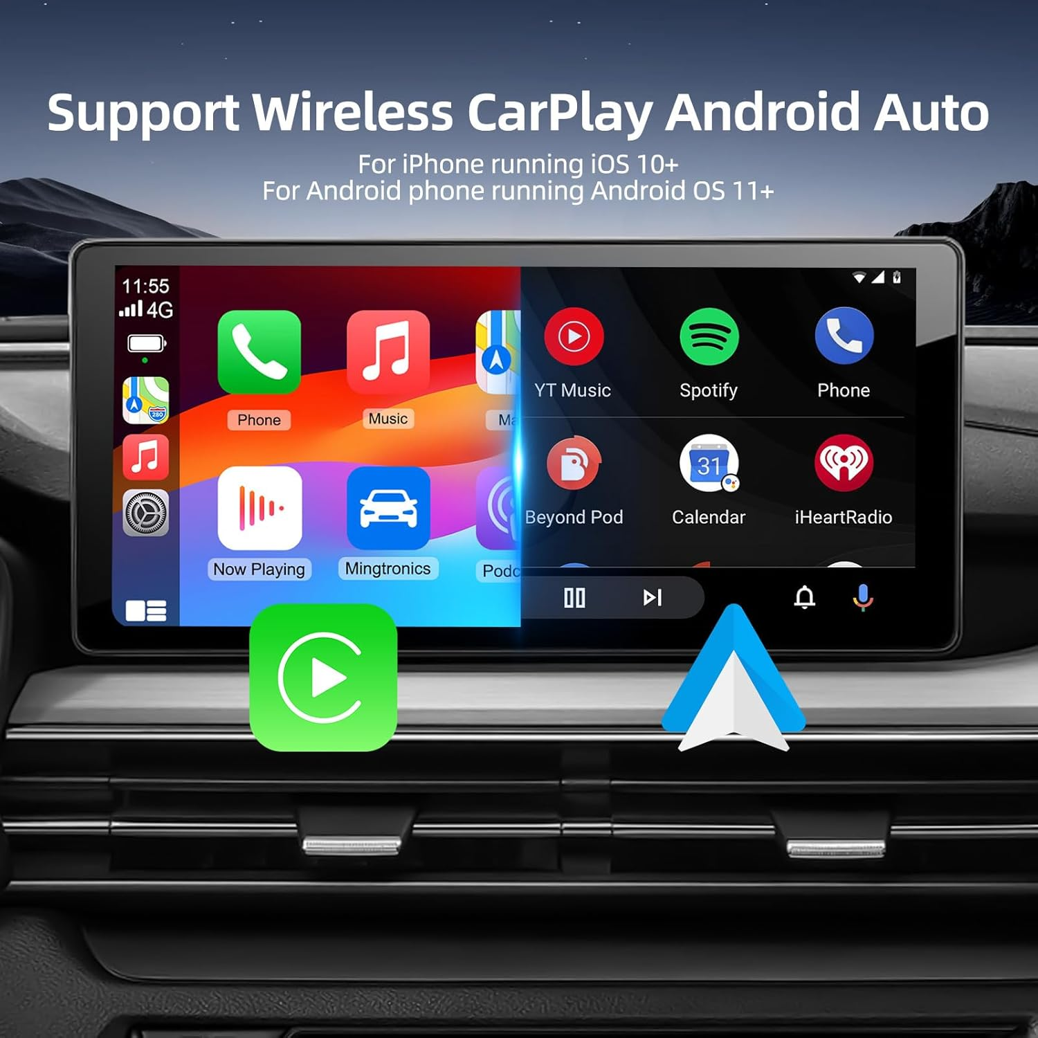 Wireless Carplay Android Auto Adapter Built-In Youtube/Netflix/Play Store/Tiktok/Disney+, Car Play Dongle Support TF Card USB Drive, Fit for Cars with Wired Carplay/Android Auto, FEXIER X Magic AI Box image number 2