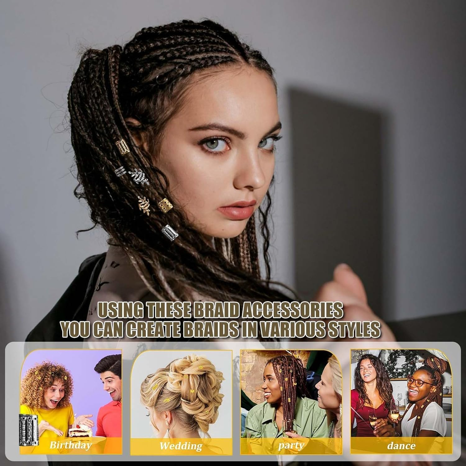 JOOTUEPO Pack of 80 Gold Hair Clips for Braids, Hair Accessories, Hair Accessories, Dreadlocks for Men, Women, Girls, Boys image number 4