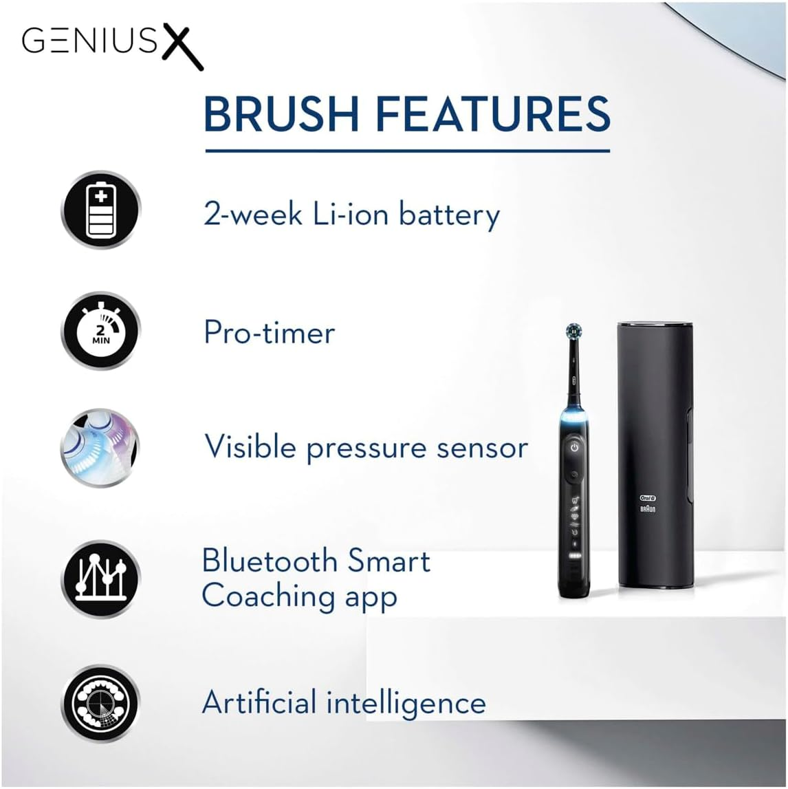Oral-B Genius X Deep Clean Electric Toothbrush with Travel Case & Multivoltage Charger, Black image number 6