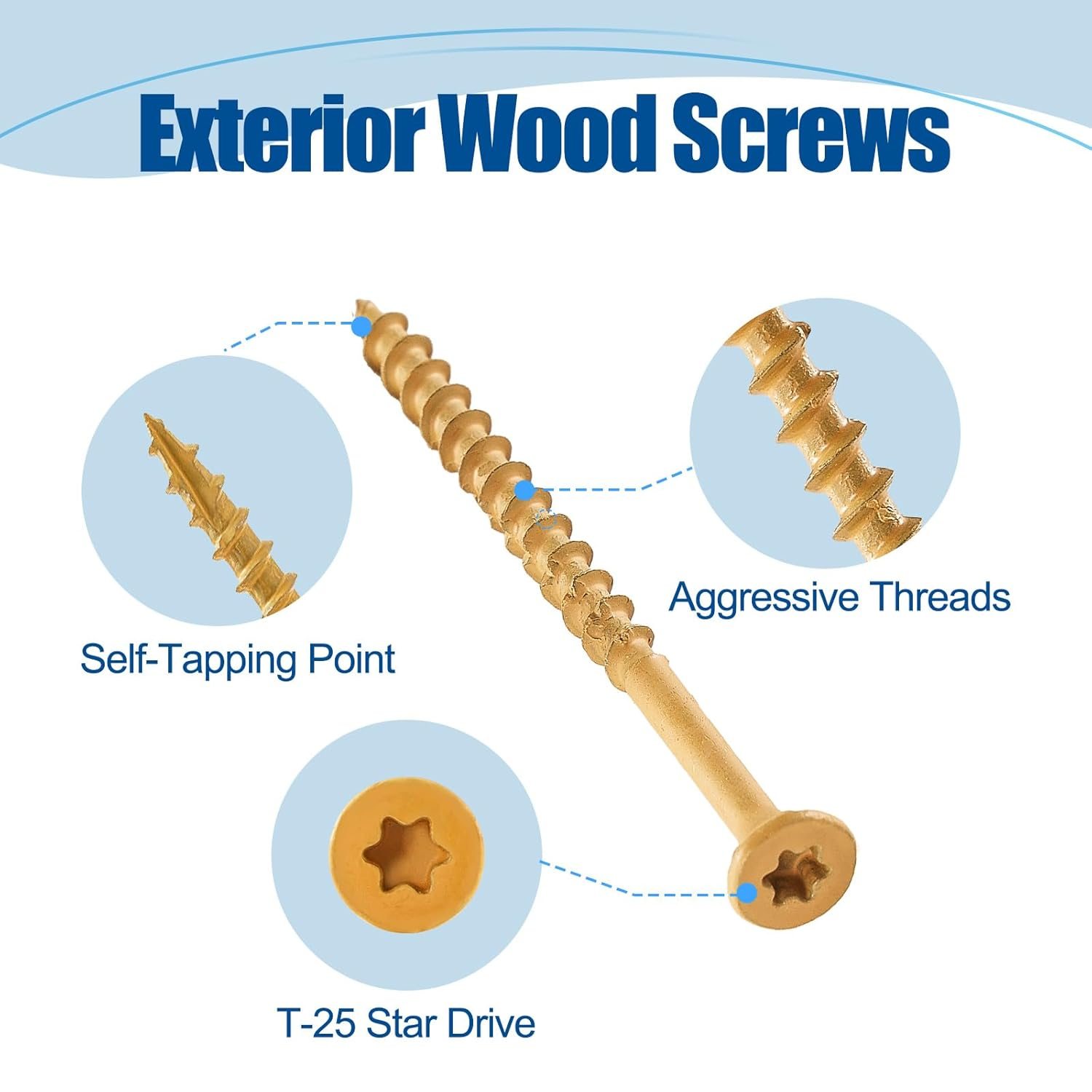 ANCHOREASE Wood Screws #9&times;3&Prime;, 300 Pcs, Torx/Star Drive Head Deck Screw, Rust Resistant, Exterior Epoxy Coated, Outdoor Decking Screws, Tan image number 1