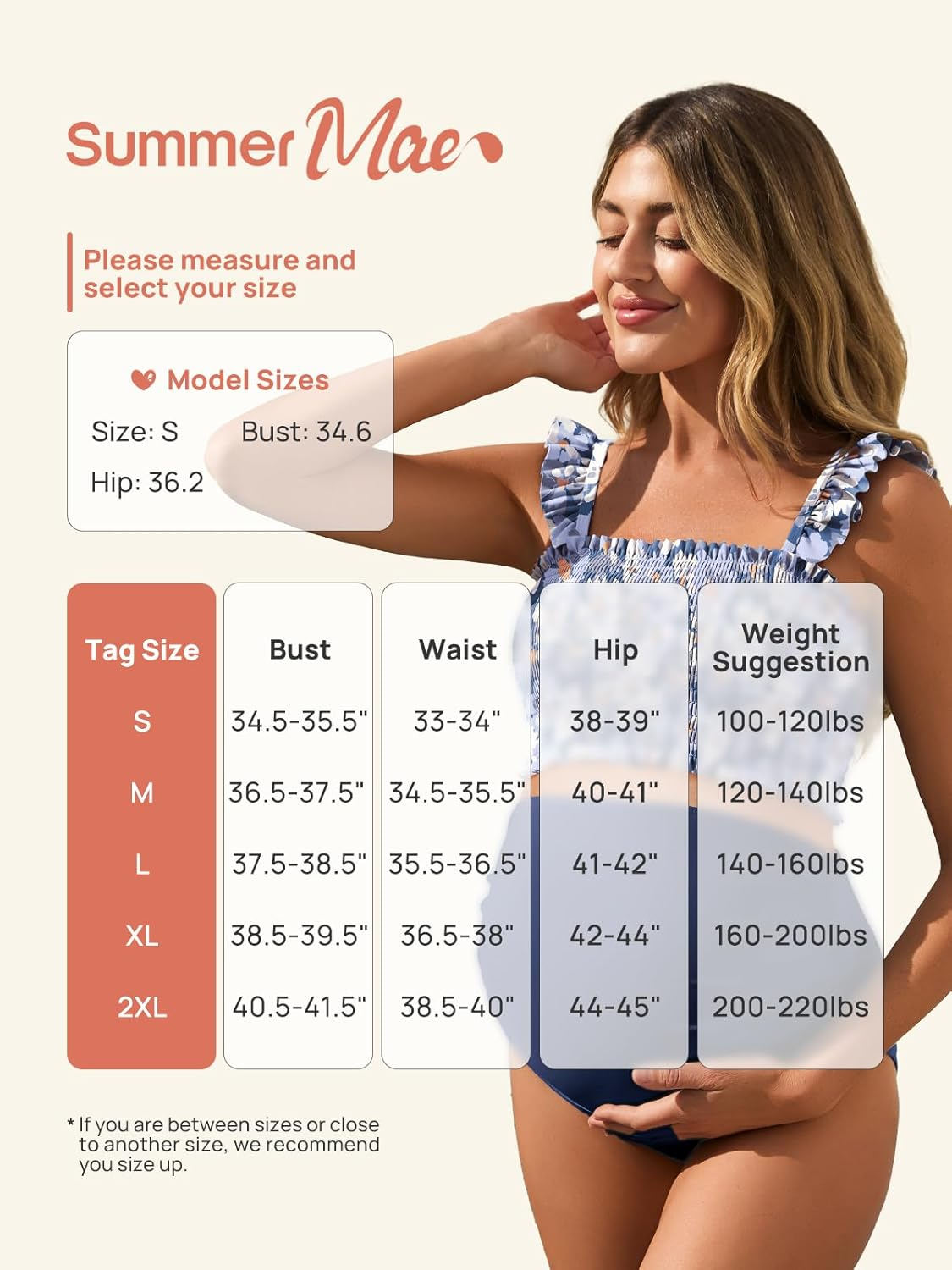 Maternity High Waist Bikini Swimsuit Two Piece Ruffled Hem Cute Floral Bathing Suit image number 1