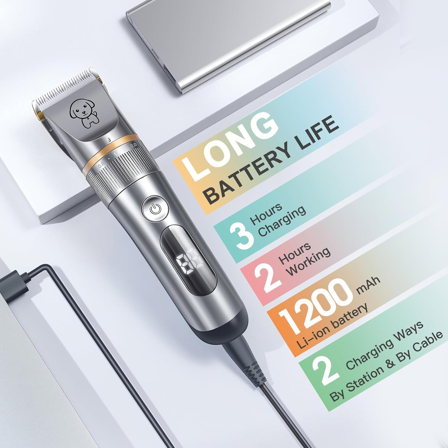 Cat Clippers,Pet Hair Trimmer Quiet Cat Clippers Grooming Kit with Comb 5 Speed Cat Shavers for Matted Long Hair image number 3