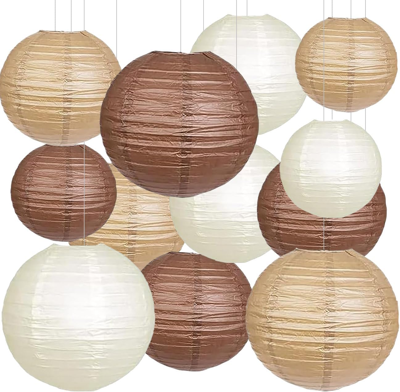 SIPRKAICT Paper Lanterns Party Decorations,12Pcs Gold Black White Hanging Paper Lantern for for Wedding Graduation Anniversary Birthday Party Decorations