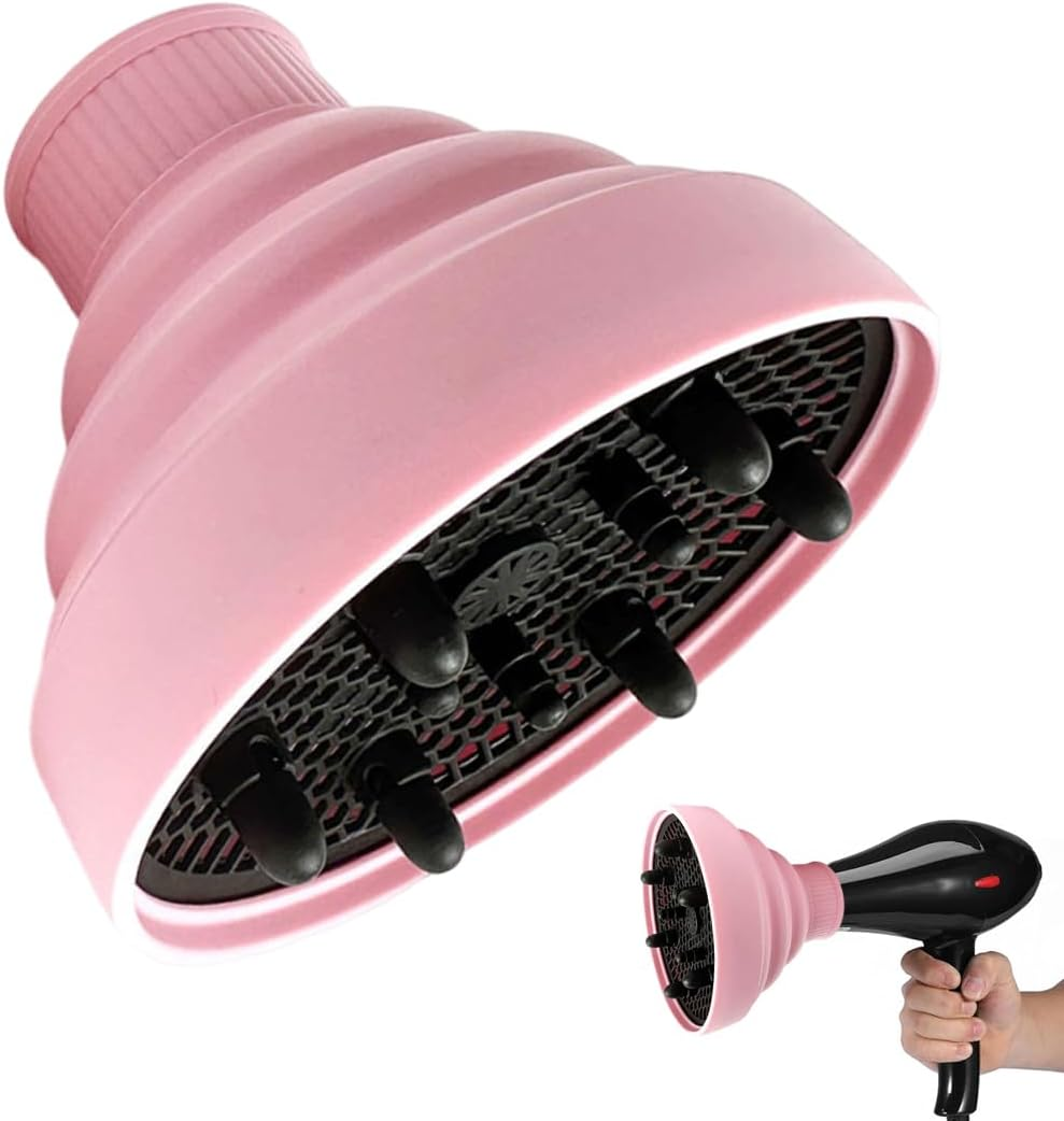 GXGM Diffuser Attachment Hair Dryer with Silicone Attachment, Foldable Hair Dryer Diffuser, Universal Attachment for Curly Hair, B (4-5 Cm)