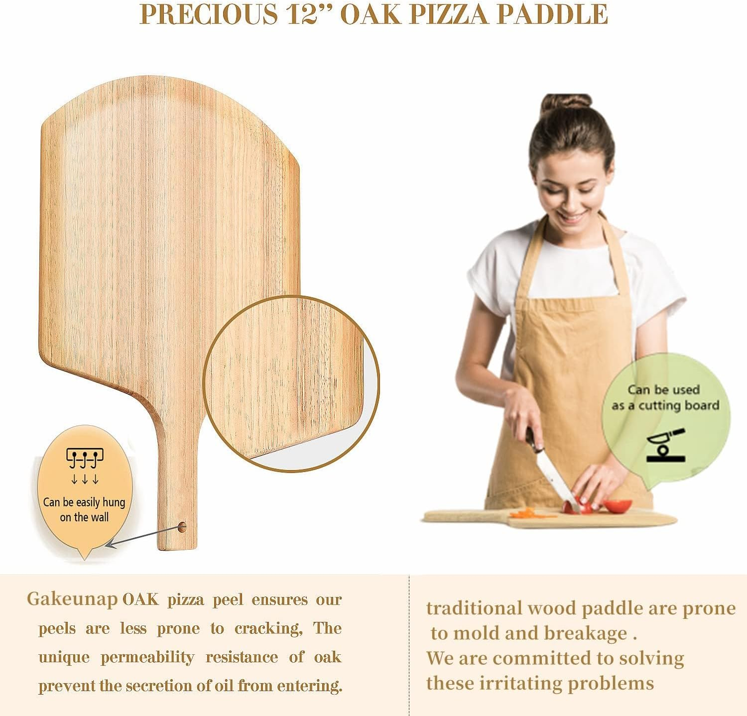 4 PCS Pizza Stone Set with Wooden Pizza Peel, 38 * 30CM Rectangle Cordierite Stones, Pizza Cutter & 10Pcs Cooking Paper (4) image number 2