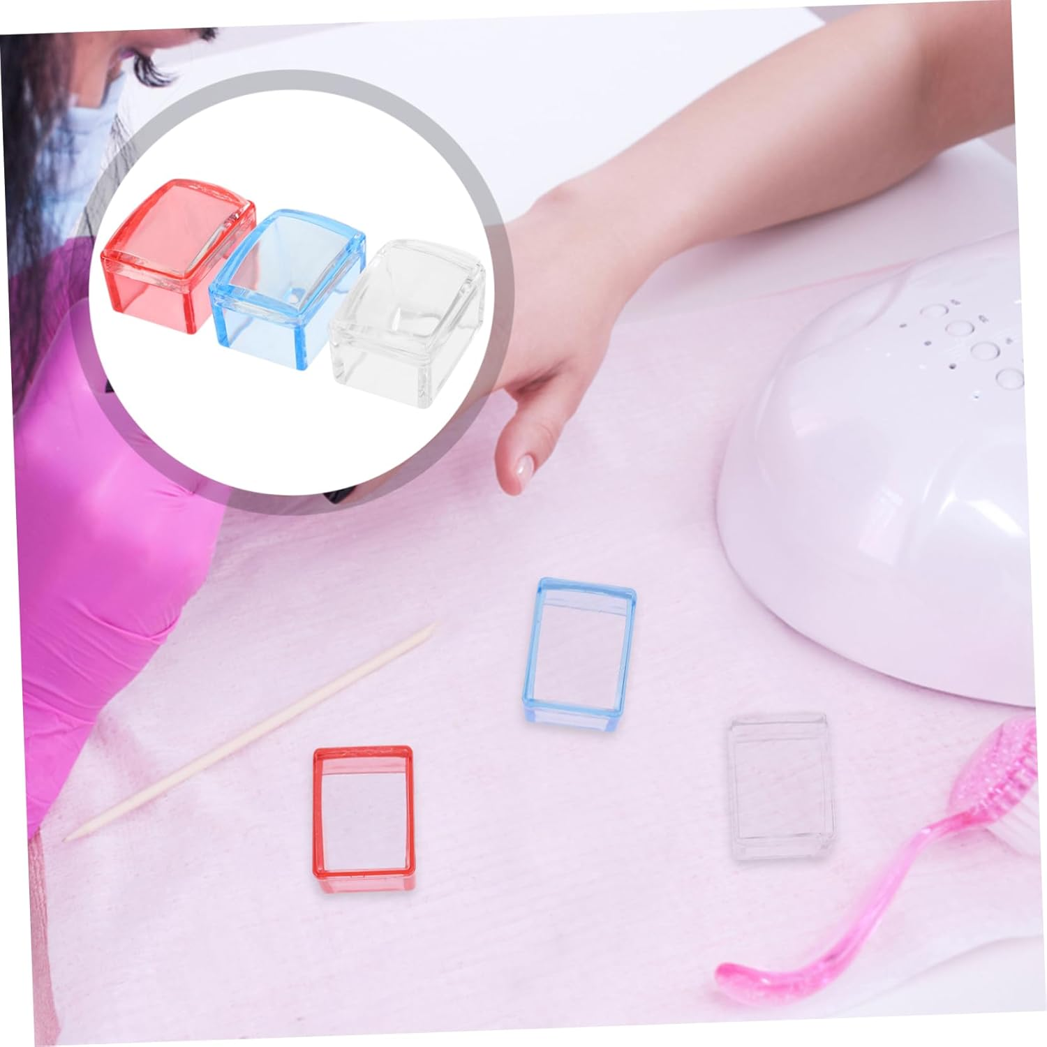 PACKOVE 3Sets Nail Art Stamping Stamper Stamping Plates and Transparent for Easy DIY Nail Art Designs for Curved Nails image number 6