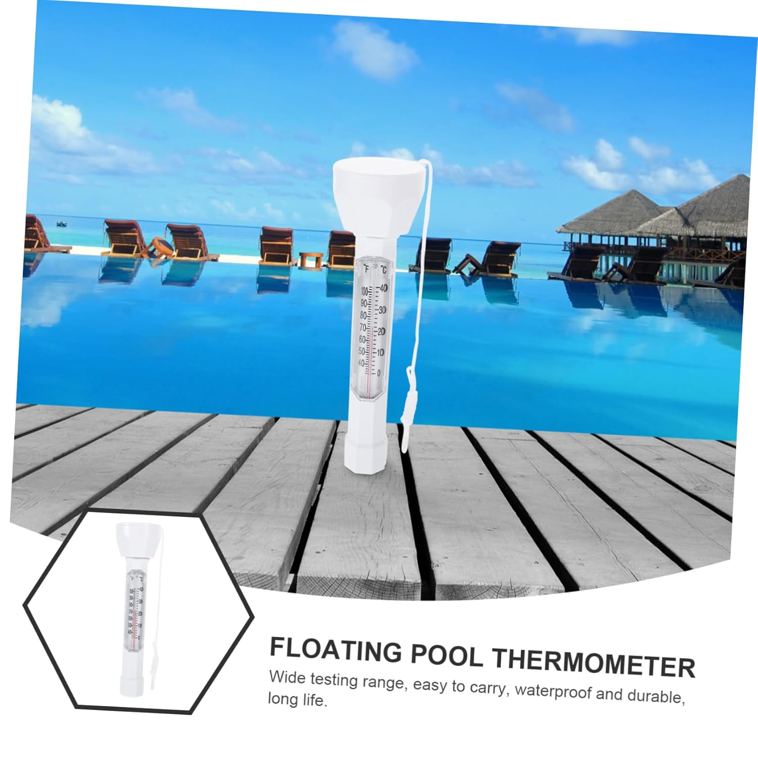 Floating Swimming Pool Thermometer 0-40&deg;C Hot Spring Temperature Measuring Tool for Outdoor and Indoor Pools Shatterproof Design image number 6