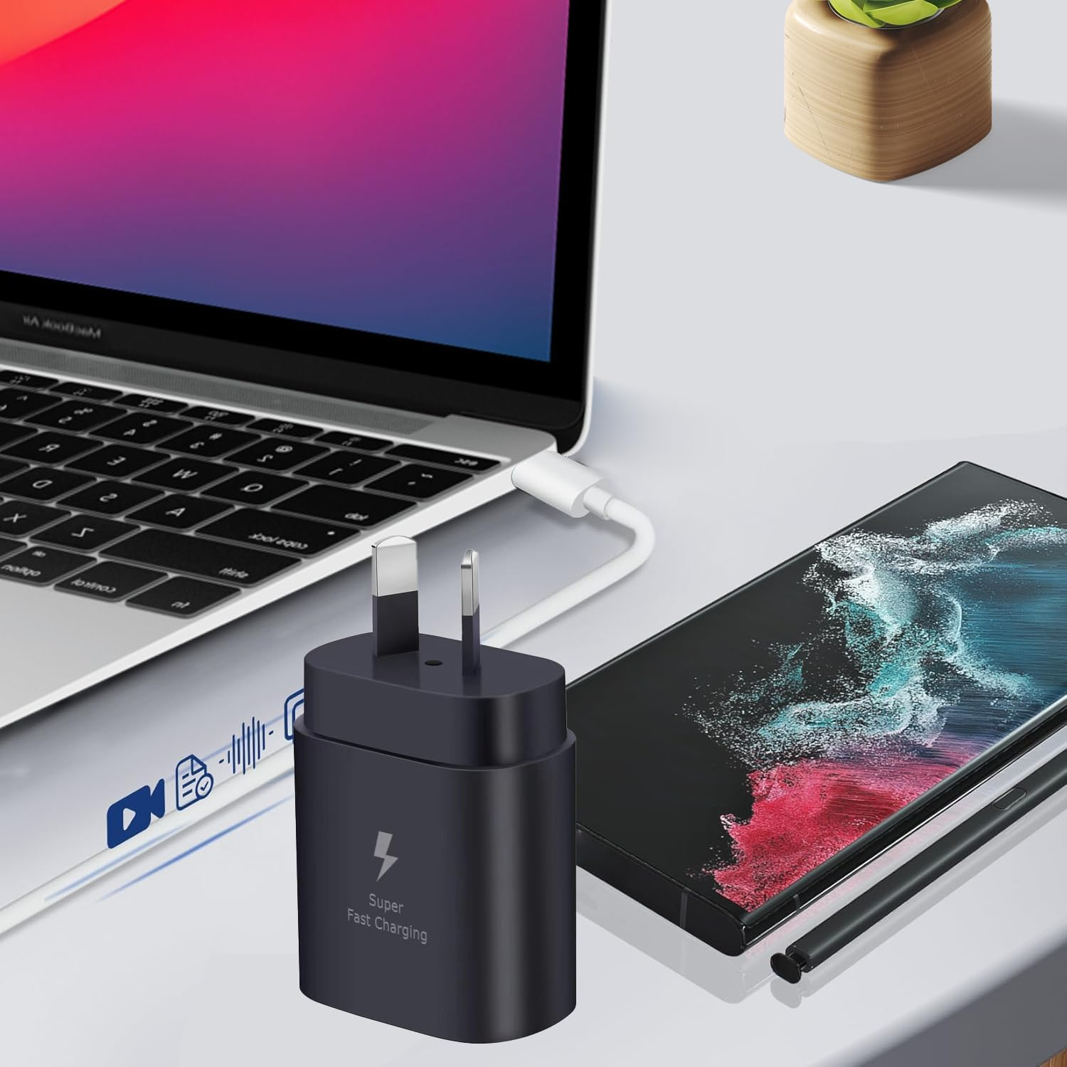 USB C Fast Charger for Samsung, 25W Super Fast Type C Charger Block, Phone Wall Plug Charger for Samsung Galaxy S25/S24 Ultra/S23/S22/S21/S20/Note 20/10, Pixel 6 5 4 Pro Xl/Iphone 16/15 Series (Black) image number 6