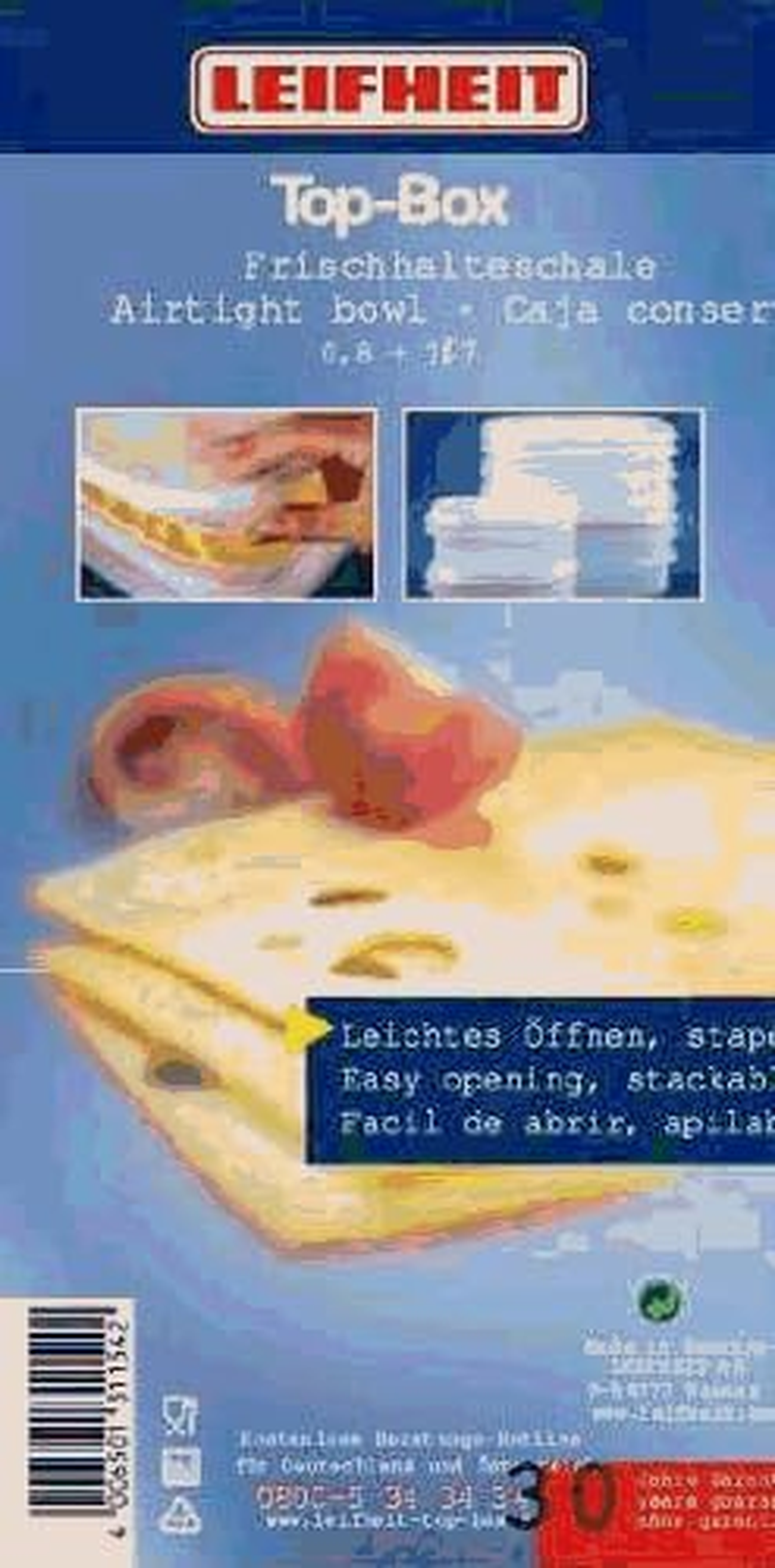 LEIFHEIT Top-Box 31154 Airtight Bowl, 0.3 Gal (0.8 L+1.7 L), Set of 2