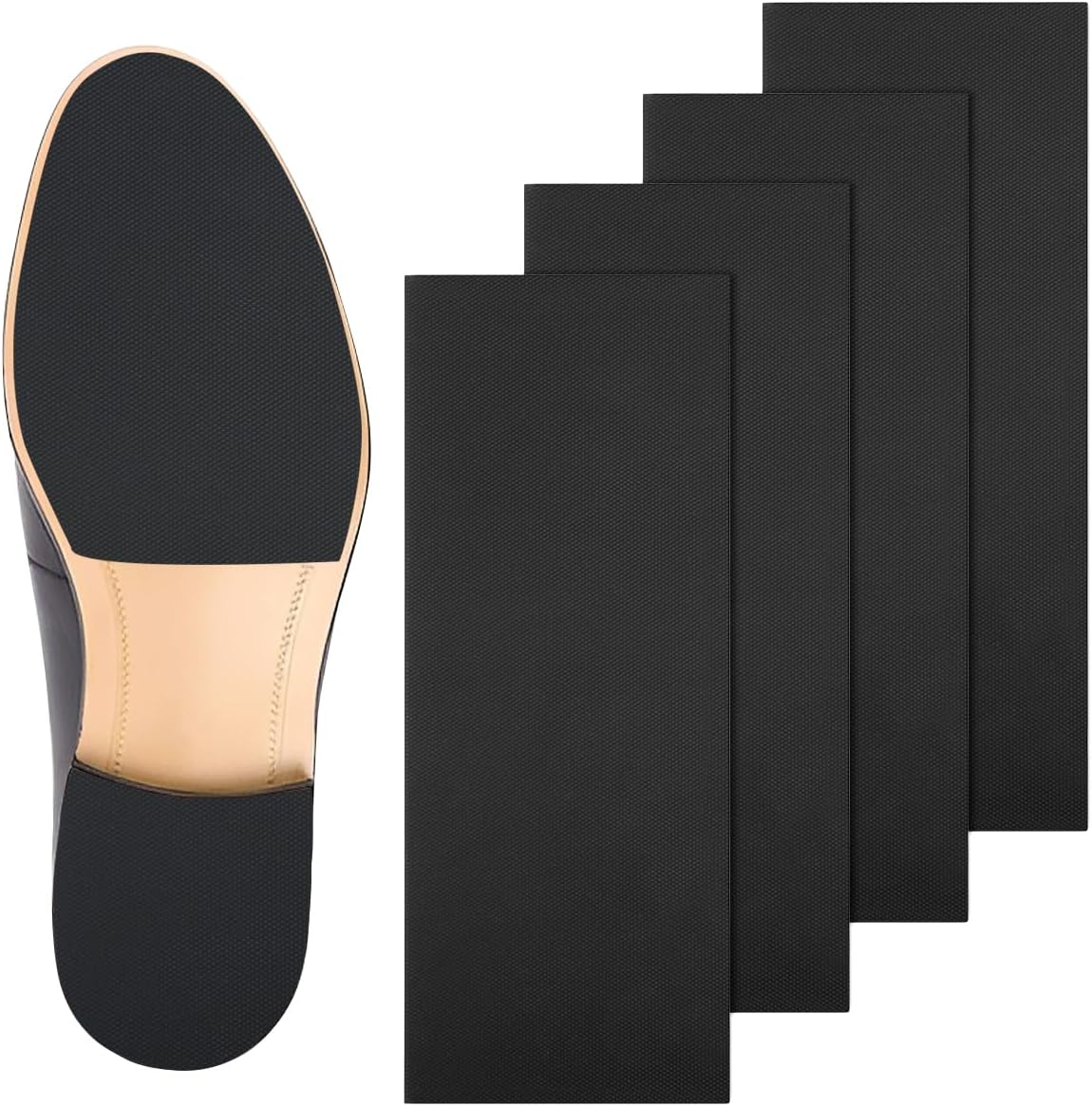 4Psc Shoe Sole Protectors, FHDUSRYO 10.5"X4.09" Shoe Grips on Bottom of Shoes, Self Adhesive Shoe Bottom Grip Pads, Non-Slip Shoe Sole Pad Shoe Bottom Protector for Man Women Shoe, Heels Boots image number 3