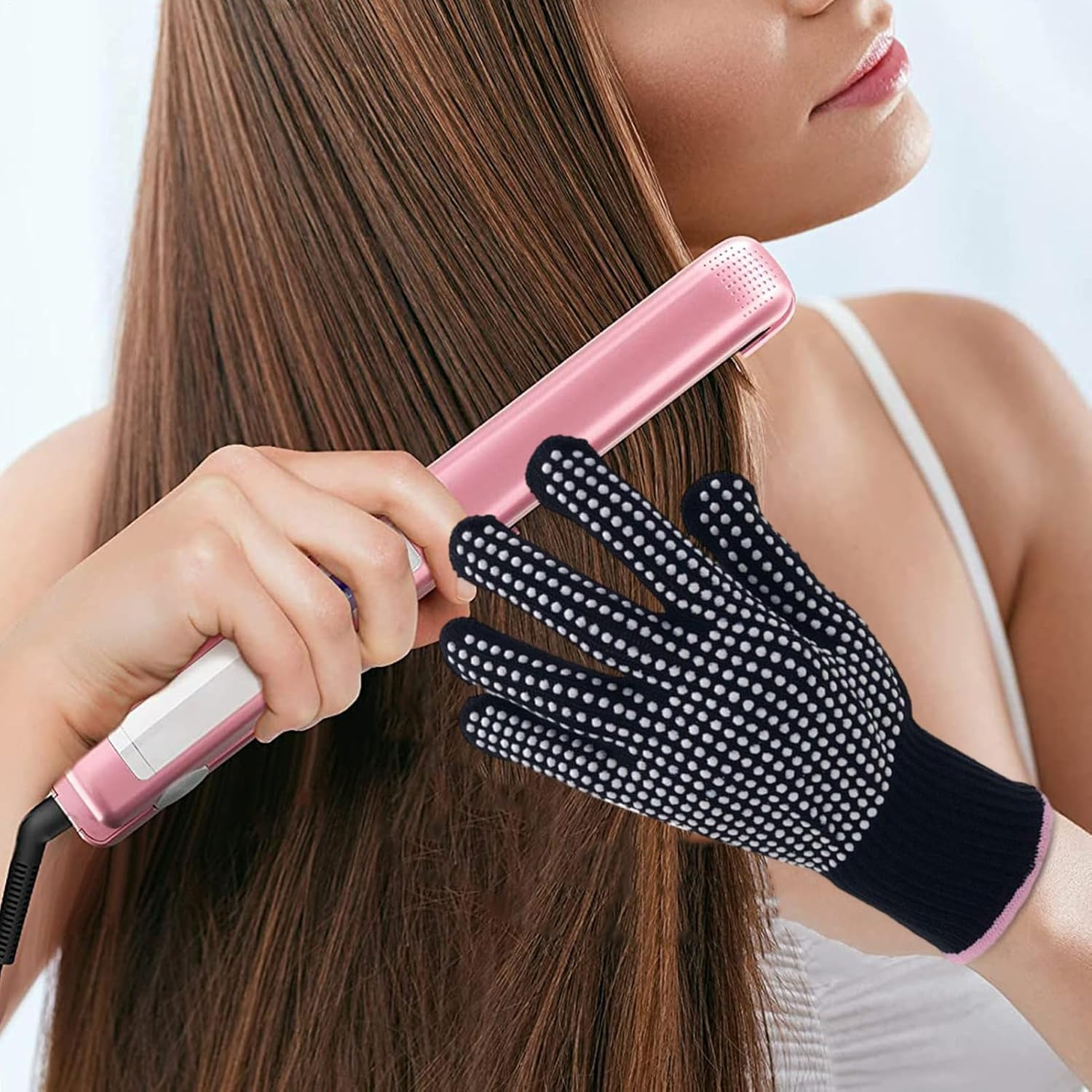 Thermal Styling Gloves, Heat Proof Gloves | Non-Slip Grip Texture, Fireproof Mitt Handling for Safe Hair Tools and Full Hand Coverage with Comfortable Protection and Comfortable Protection During image number 3