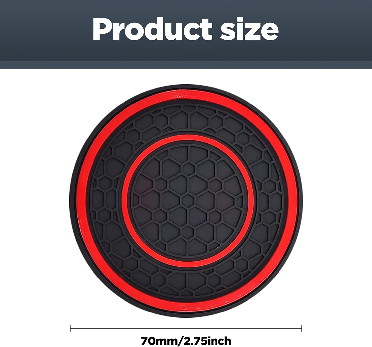 2 PCS Car Cup Holder Coaster,Car Coasters Cup Mats,2.75 Inch Universal Car Cup Coasters,Non-Slip anti Dust Mats Cup Holder Insert Coaster, Suitable for Most Car Interior (Red) image number 1