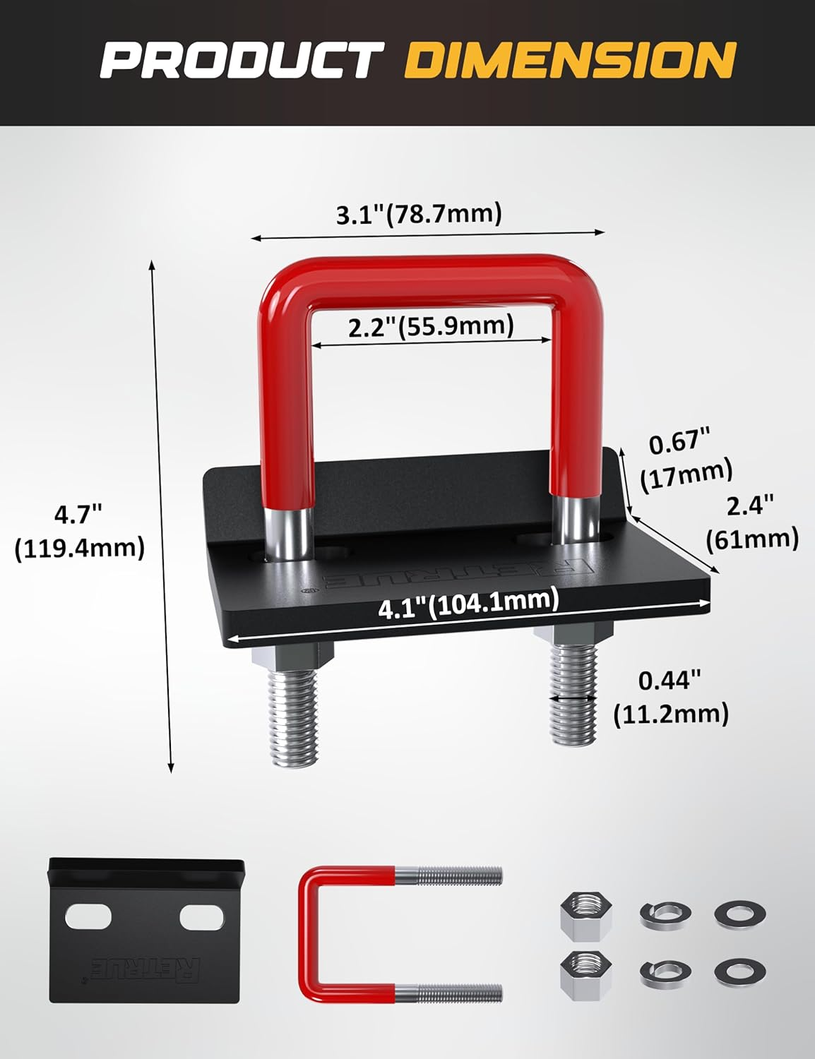 RETRUE Hitch Tightener, Hitch Stabilizer Heavy Duty Anti-Rattle Clamp for 1.25" and 2" Hitches, Reduce Movement from Hitch Tray Cargo Carrier Bike Rack Trailer Ball Mount, Rubber Coated image number 5