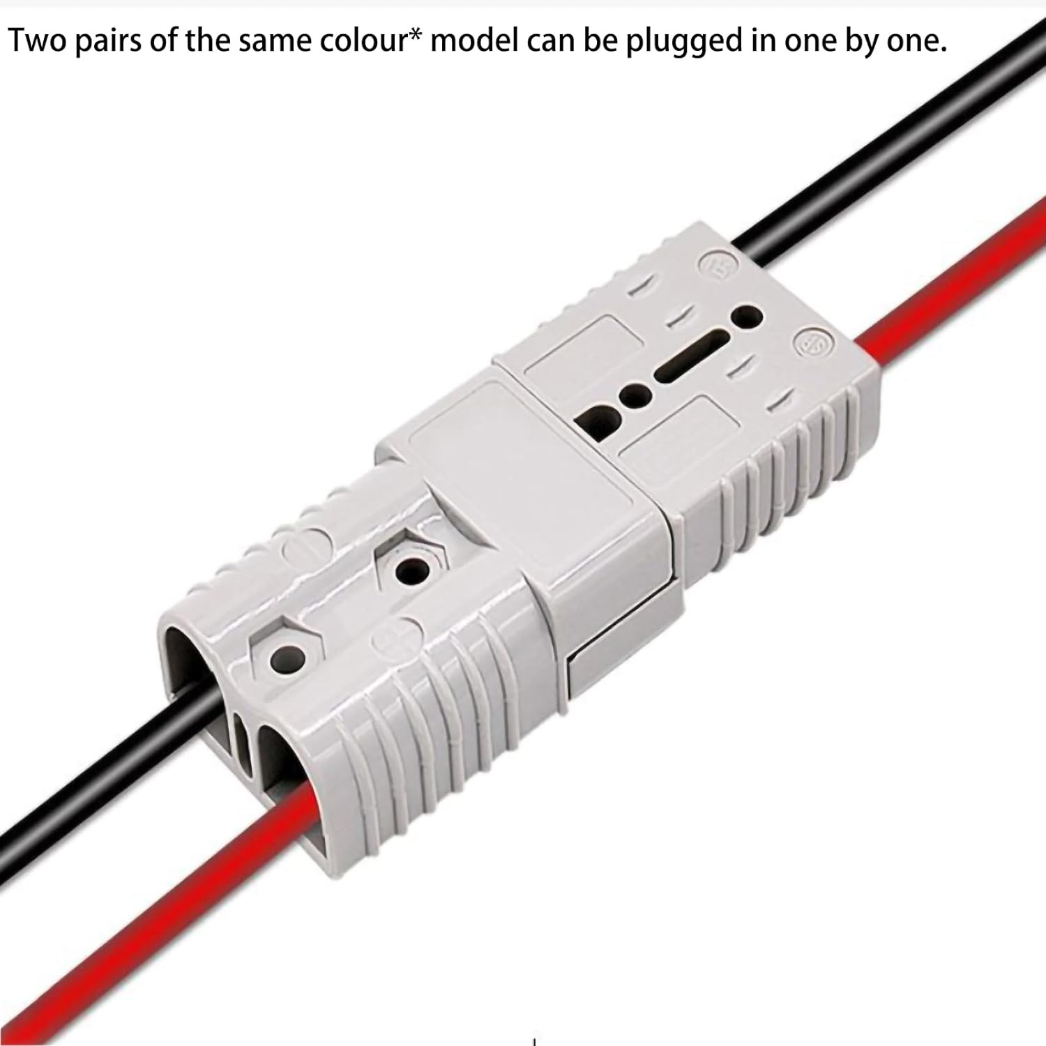 Plug Connectors Tool Compatible with Anderson Style, 10Pcs Grey 50 AMP 6AWG 12-24V DC Power Contacts Plugs,With Solid Copper Terminals for Car Van Modes Motorcycle image number 3