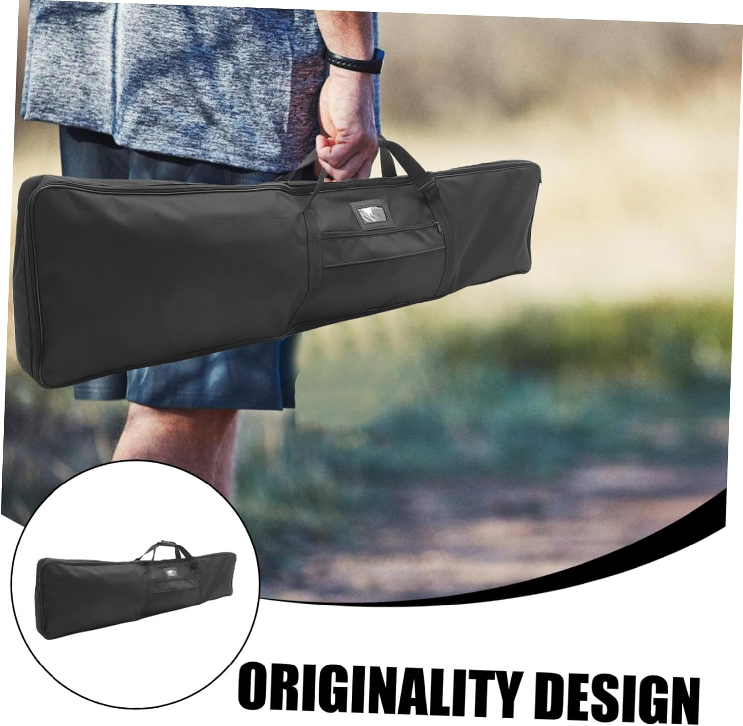 HOUDERCO Tote Bag 150Cm Black Canvas Recurve Longbow Case Portable Hunting Backpack for Outdoor Camping and Storage image number 6