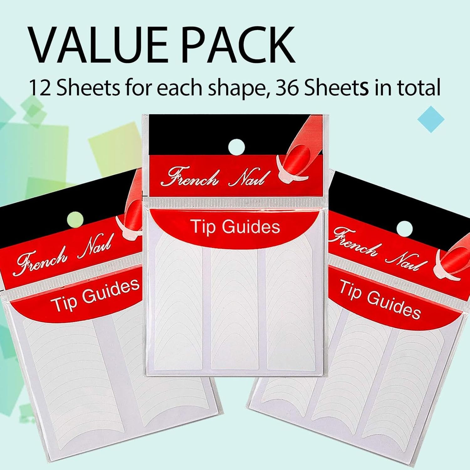 Jiimhte French Tip Nail Stickers,French Manicure Nail Strips 1368 Stickers | Decoration Stencil Tools French Manicure Strips Nail Stickers with Three Arc Moon Shapes for Salons image number 4