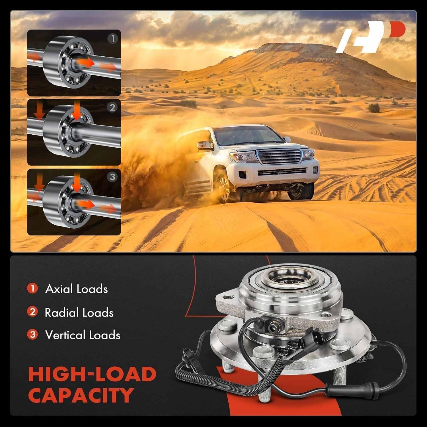 A-Premium 513272 Front Wheel Bearing and Hub Assembly with ABS & 5-Lug Compatible with Jeep Wrangler 2007-2016, with 4-Wheel ABS image number 3