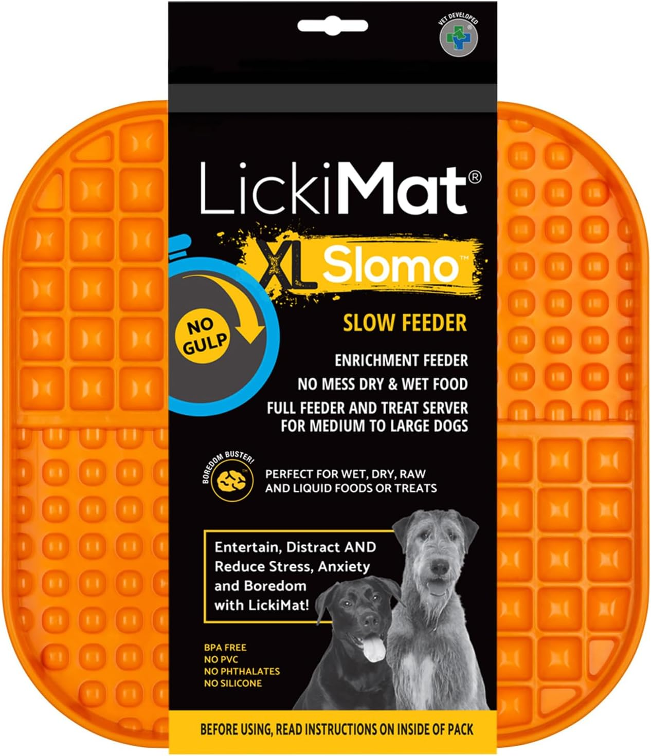 Lickimat Slomo XL - Extra Large Slow Feeder Suitable for Dry, Wet, Raw Foods, All Treats and Doggy Ice Cream. Best for Medium to Massive Breeds. Durable Design with Non-Slip Base.