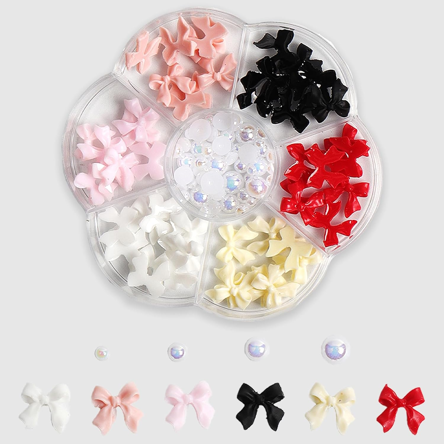 JEYORZY 1 Box Nail Art Decoration, 3D Bows Bow Knot Nail Charms, Bowknot Pearls Nail Decorations, Butterfly Nail Gems for Manicure DIY Crafts Jewellery Accessories, for Women Nail Art Charms image number 3