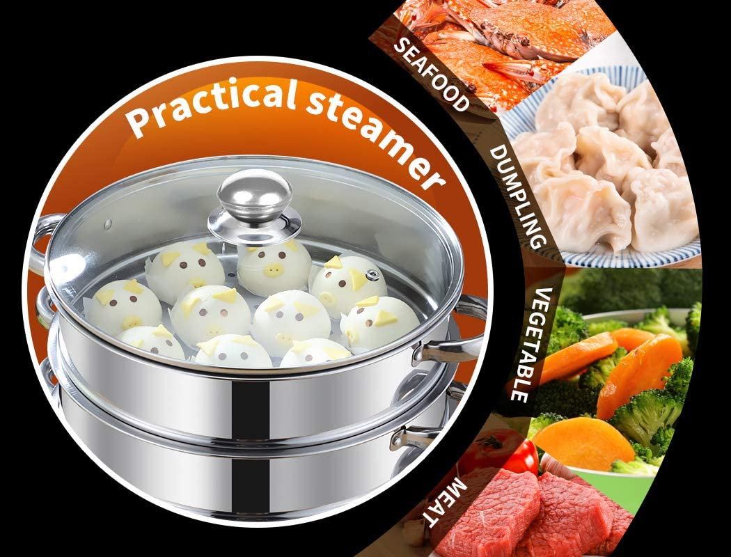 TOQUE Stainless Steel Steamer 4 Tier Meat Vegetable Cookware Hot Pot Kitchen image number 4