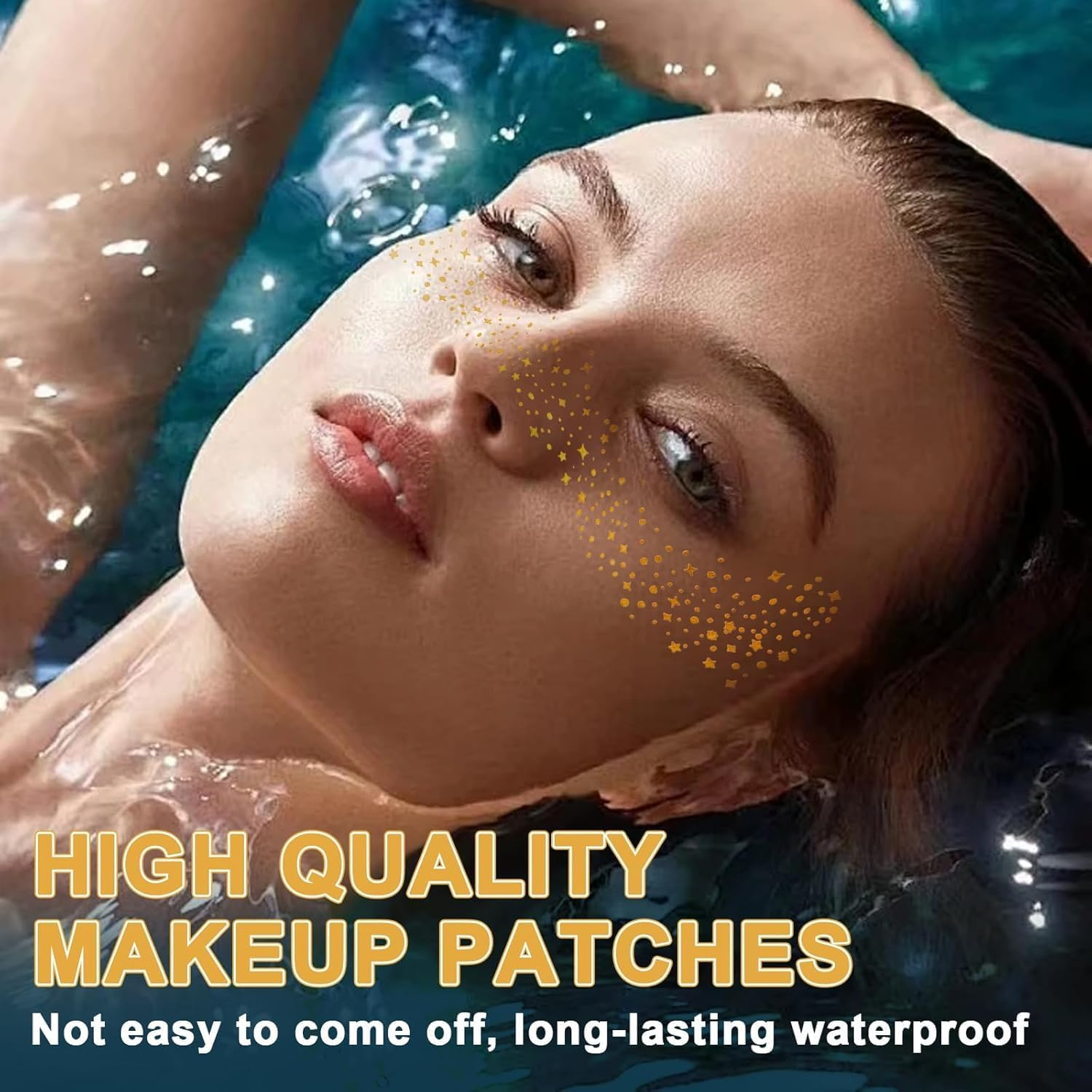 6Pcs Gold Face Makeup Patches, Glitter Freckles Face Tattoo, Glitter Freckles, Sparkle Makeup Patches, Waterproof Face Glitter Speckles Patches for Women image number 1