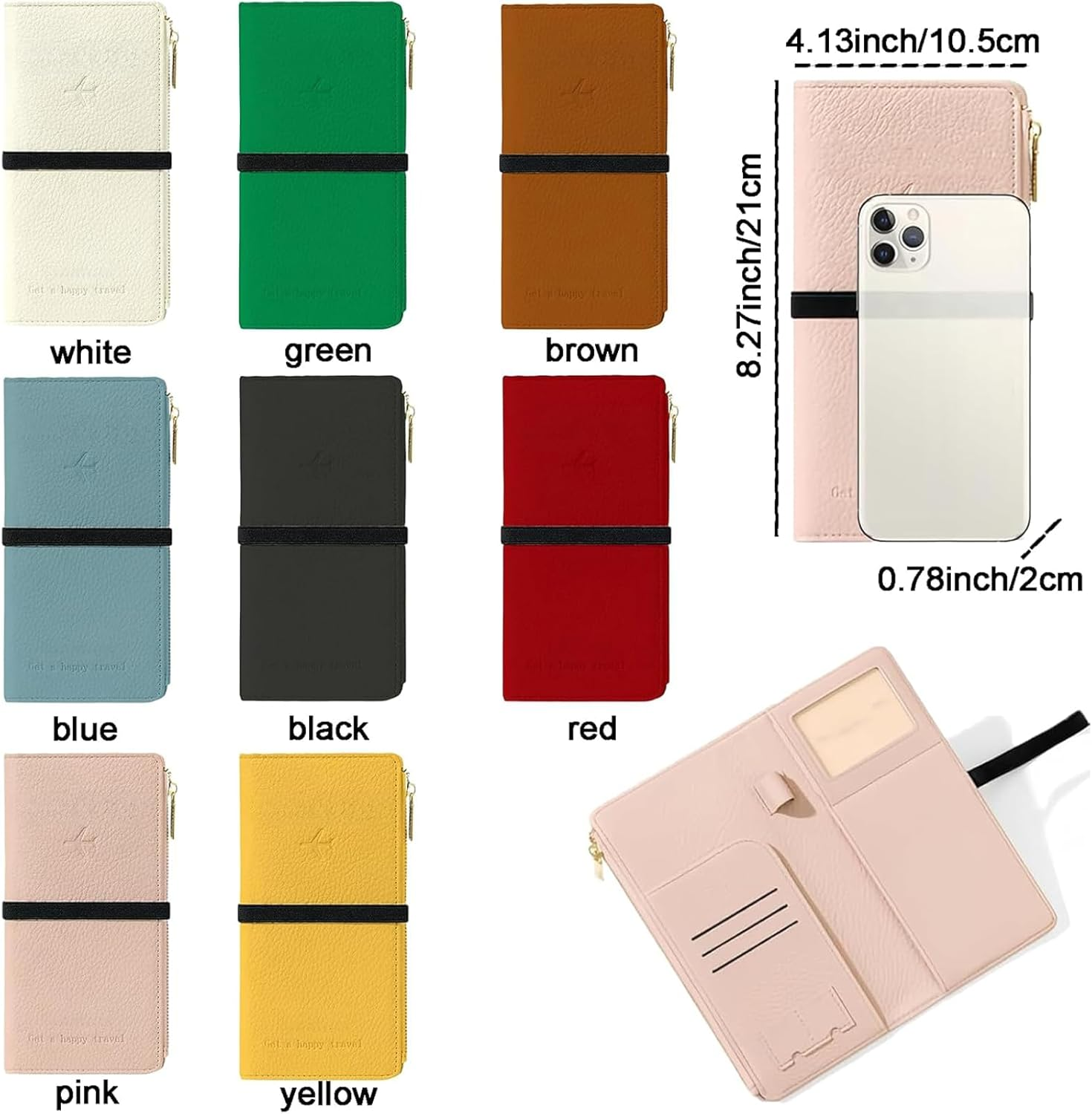 Rylaxzon Waterproof Leather Passport Holder & Passport Wallet, Passport Cover, RFID Passport Holder for Women & Men with Zipper Pocket, Card Slots and Phone Compartment (Pink) image number 5