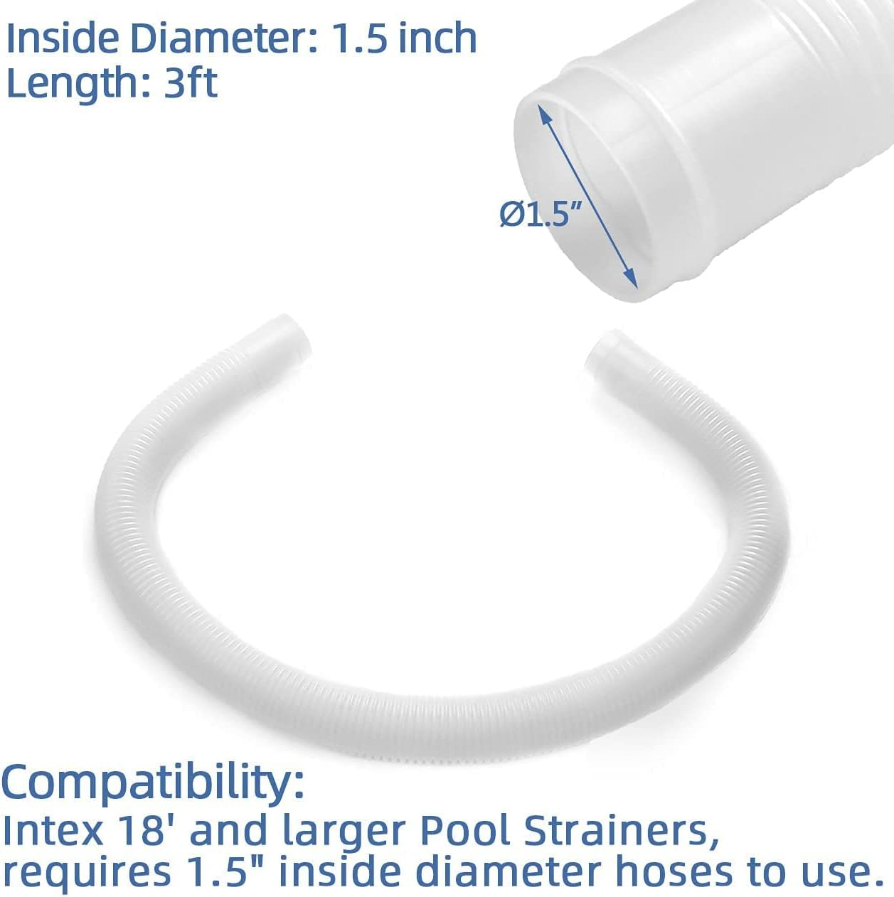 Dimakung 1.5" X 3Ft Pool Skimmer Hose Replacement for Intex above Ground Pool Skimmer Pump Transfer Hose Part # 10531 25016 image number 1