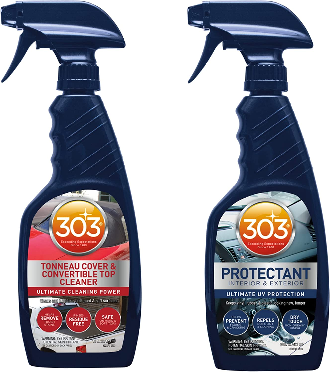 303 Products 30510 Convertible Vinyl Top Cleaning and Care Kit - Cleans and Protects Vinyl Tops - Includes Tonneau Cover and Convertible Top Cleaner 16 Fl. Oz. + Automotive Protectant 16 Fl. Oz.,Blue image number 1