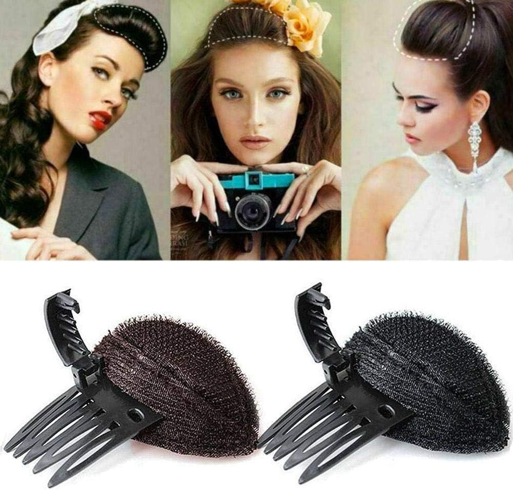 1Pc Black Puff Hair Cushion with Clips, Fluffy Sponge Bun Comb Bump It up Hair Base Set for Women and Girls DIY Hairstyling Tools, Hair Accessories
