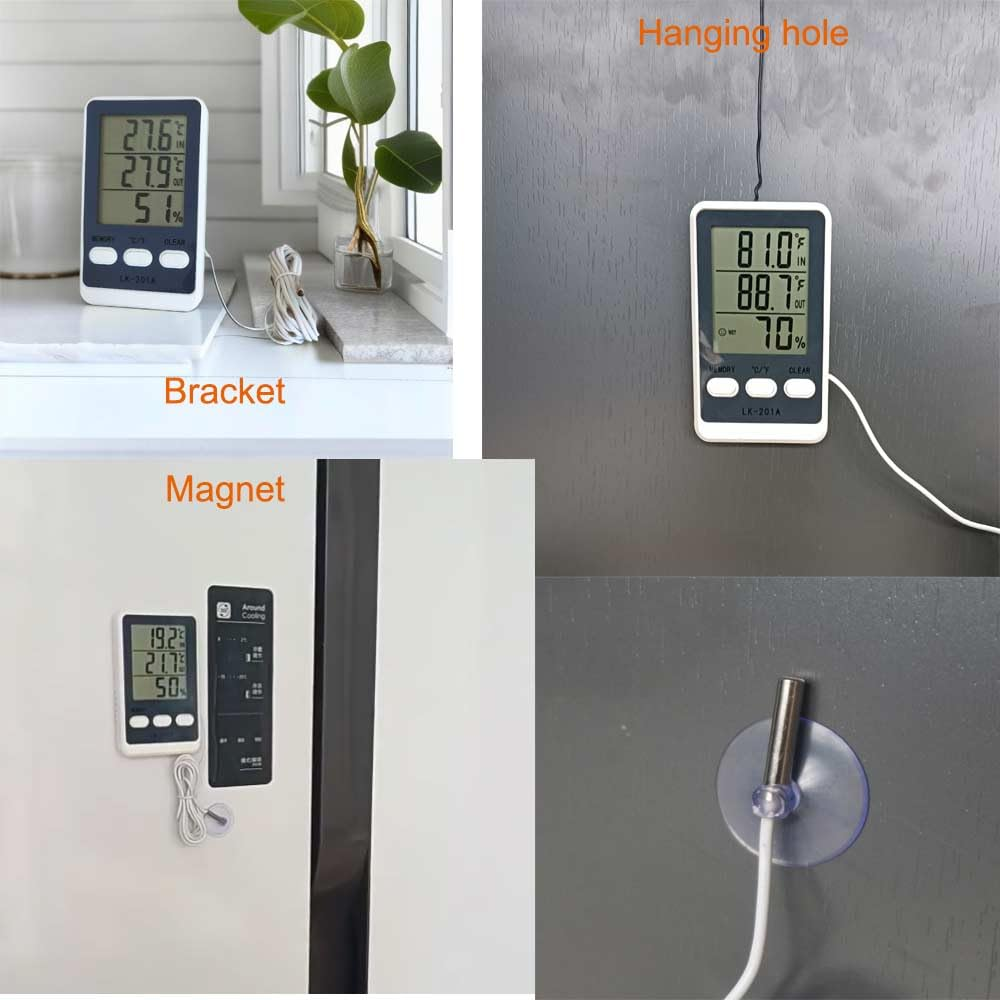 Indoor Outdoor Thermometer Hygrometer Weather Station, Humidity Monitor Battery Powered inside outside Temperature with 1.5Metre Length Cable Sensor image number 4