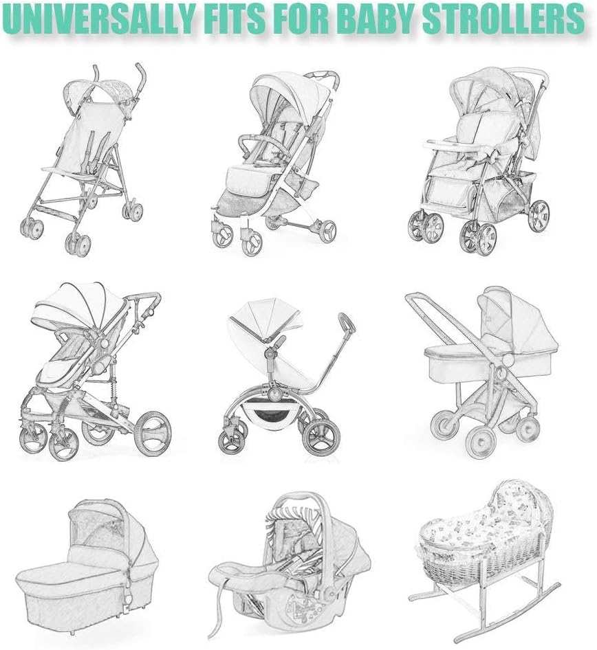 2Pcs Mosquito Net for Stroller, THJOPOKEEL Baby Stroller Mosquito Net, Breathable & Foldable Pram Net Cover with Elastic Edge for Strollers, Bassinets, Cradles, Playards and Portable Mini Crib image number 5