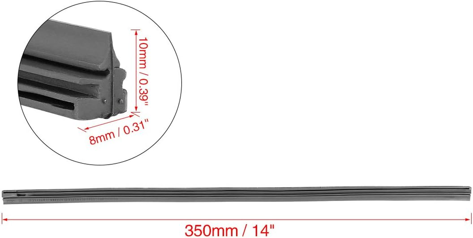 X AUTOHAUX 2Pcs 350Mm 14Inch 8X10Mm 3 Section Rubber Windshield Wiper Blade Refills for Car image number 4