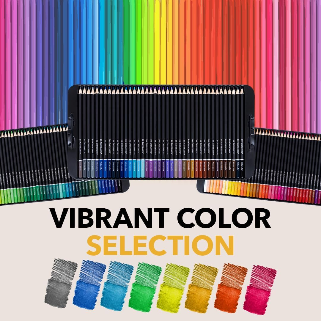 Castle Art Supplies Watercolor Pencils Set | 120 Vibrant Pigments for Blending, Drawing and Painting | Adults and Professionals | Presented in Tin Case image number 5