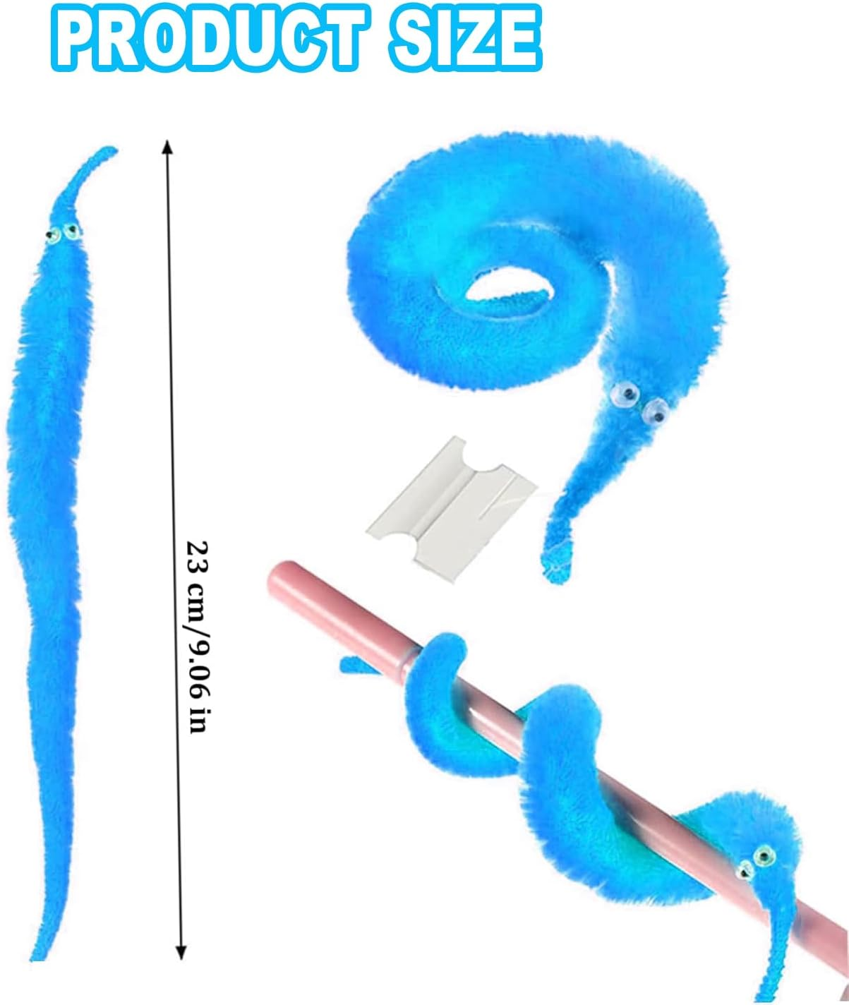 BEANPRECOY 16PCS Magic Worm Toys, Cat Toy, Colour Invisible Twisty Caterpillar, Fuzzy Worms on Strings Trick Toys, Worm Trick Toys,Wiggly Twisty Fuzzy Worm for Party Supplies and Teasing Cats image number 1